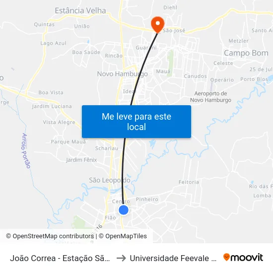 João Correa - Estação São Leopoldo to Universidade Feevale Campus II map