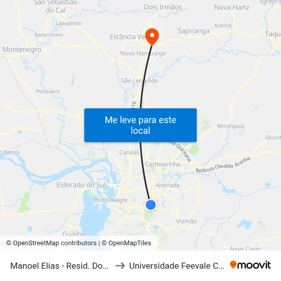 Manoel Elias - Resid. Don Manuel to Universidade Feevale Campus II map