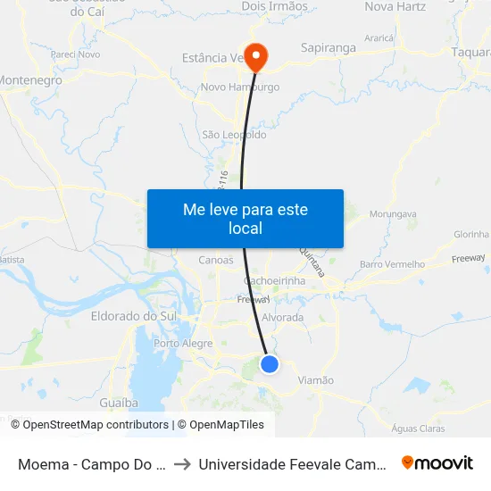 Moema - Campo Do Jari to Universidade Feevale Campus II map