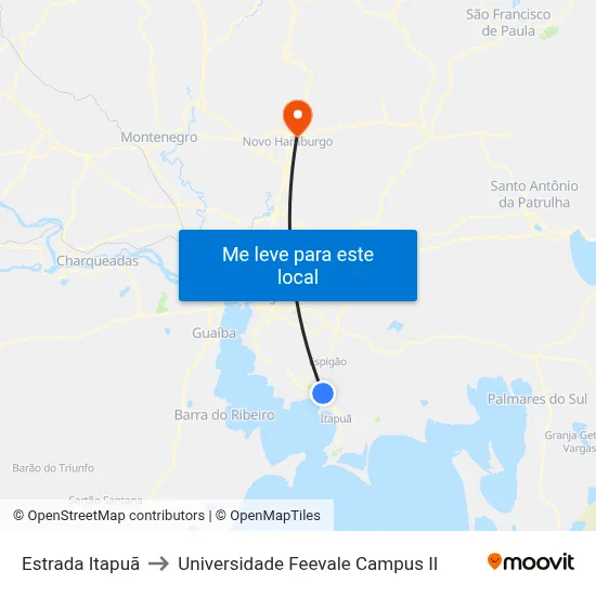 Estrada Itapuã to Universidade Feevale Campus II map