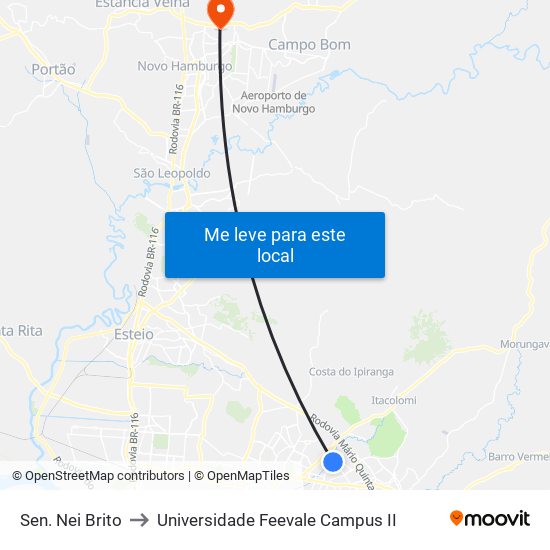 Sen. Nei Brito to Universidade Feevale Campus II map