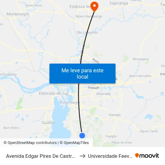 Avenida Edgar Píres De Castro - Super Kan Lotação to Universidade Feevale Campus II map