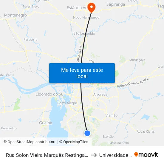 Rua Solon Vieira Marquês Restinga Porto Alegre - Rio Grande Do Sul 91791 Brasil to Universidade Feevale Campus II map