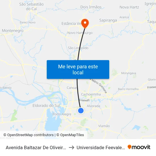 Avenida Baltazar De Oliveira Garcia, 658 to Universidade Feevale Campus II map