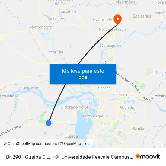 Br-290 - Guaíba City to Universidade Feevale Campus II map