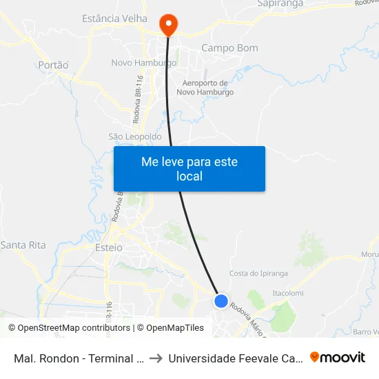 Mal. Rondon - Terminal Fátima to Universidade Feevale Campus II map