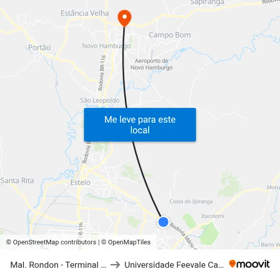 Mal. Rondon - Terminal Fátima to Universidade Feevale Campus II map
