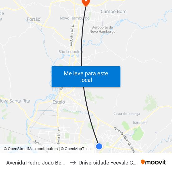 Avenida Pedro João Becker, 448 to Universidade Feevale Campus II map