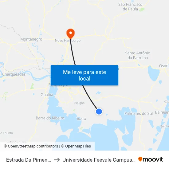 Estrada Da Pimenta to Universidade Feevale Campus II map