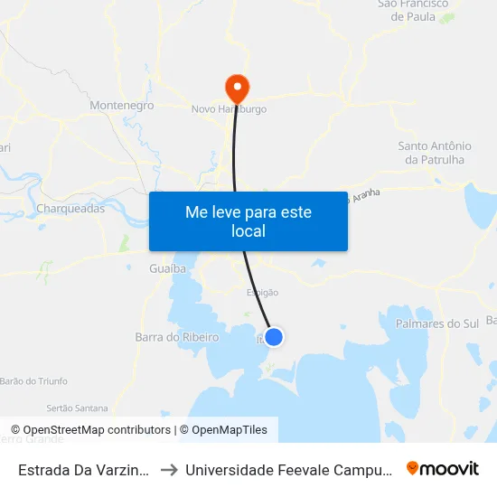 Estrada Da Varzinha to Universidade Feevale Campus II map