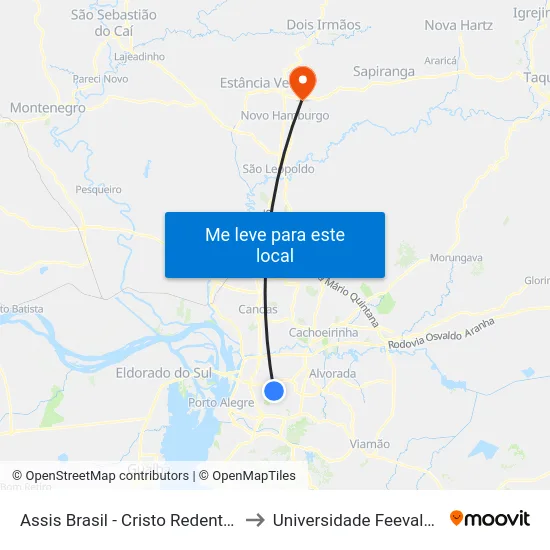 Assis Brasil - Cristo Redentor [Bairro - Bc] to Universidade Feevale Campus II map