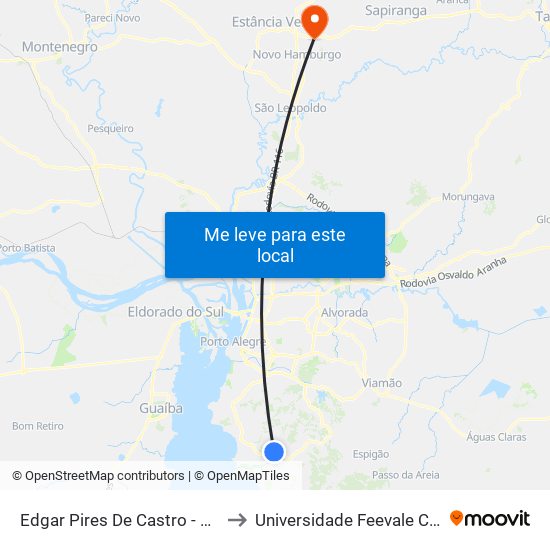 Edgar Pires De Castro - Super Kan to Universidade Feevale Campus II map