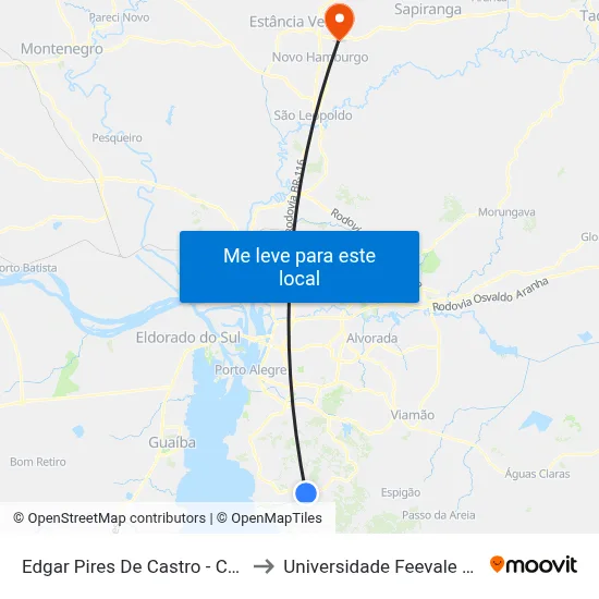 Edgar Pires De Castro - Costa Gama to Universidade Feevale Campus II map