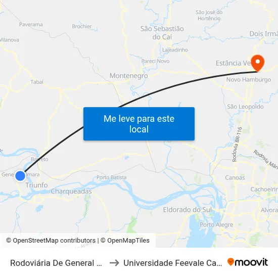 Rodoviária De General Câmara to Universidade Feevale Campus II map