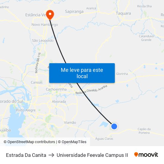 Estrada Da Canita to Universidade Feevale Campus II map