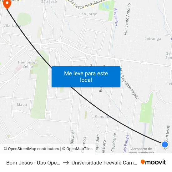 Bom Jesus - Ubs Operária to Universidade Feevale Campus II map
