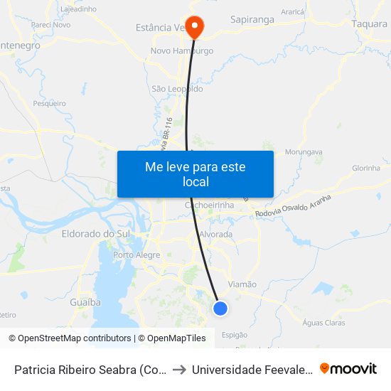 Patricia Ribeiro Seabra (Cond. Correios) to Universidade Feevale Campus II map