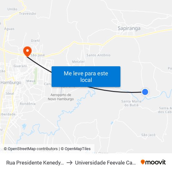 Rua Presidente Kenedy, 6944 to Universidade Feevale Campus II map