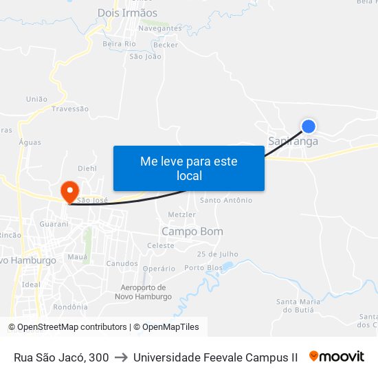 Rua São Jacó, 300 to Universidade Feevale Campus II map