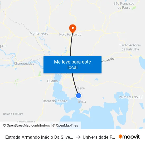 Estrada Armando Inácio Da Silveira 7635 Porto Alegre - Rs Brasil to Universidade Feevale Campus II map