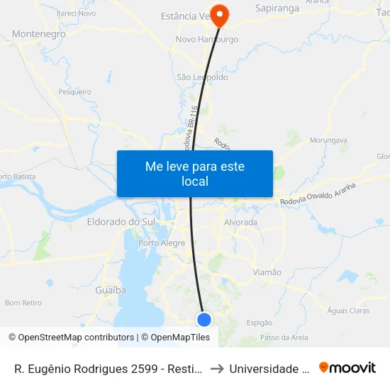 R. Eugênio Rodrigues 2599 - Restinga Porto Alegre - Rs 91790-060 Brasil to Universidade Feevale Campus II map