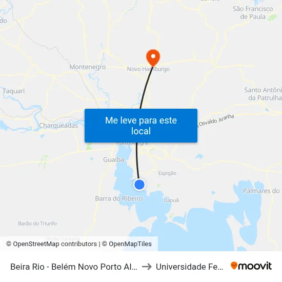 Beira Rio - Belém Novo Porto Alegre - Rs 91780-010 Brasil to Universidade Feevale Campus II map
