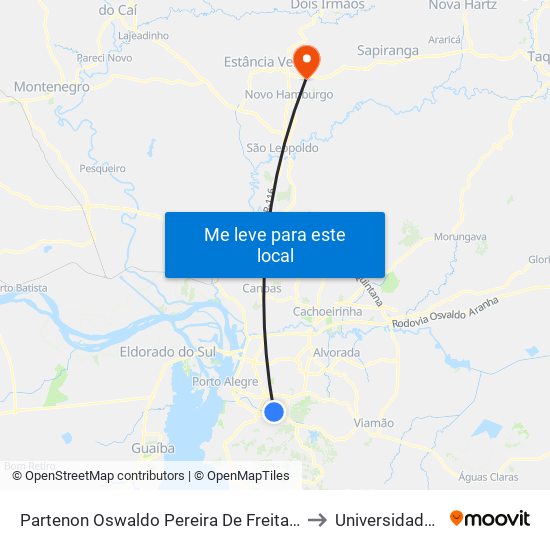 Partenon Oswaldo Pereira De Freitas - Partenon Porto Alegre - Rs 91530-090 Brasil to Universidade Feevale Campus II map