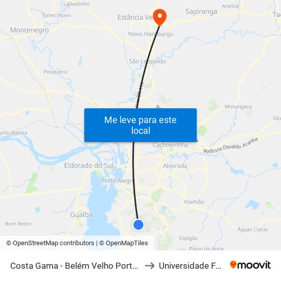 Costa Gama - Belém Velho Porto Alegre - Rs 91787-311 Brasil to Universidade Feevale Campus II map