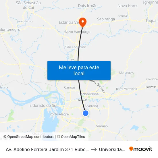 Av. Adelino Ferreira Jardim 371 Rubem Berta Porto Alegre - Rio Grande Do Sul 91250-310 Brasil to Universidade Feevale Campus II map