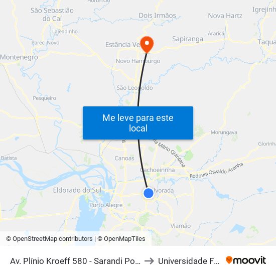 Av. Plínio Kroeff 580 - Sarandi Porto Alegre - Rs 91150-170 Brasil to Universidade Feevale Campus II map