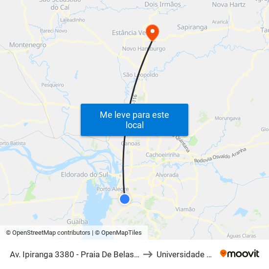 Av. Ipiranga 3380 - Praia De Belas Porto Alegre - Rs 90650-000 Brasil to Universidade Feevale Campus II map