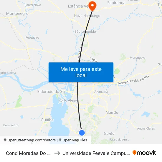 Cond Moradas Do Sul to Universidade Feevale Campus II map