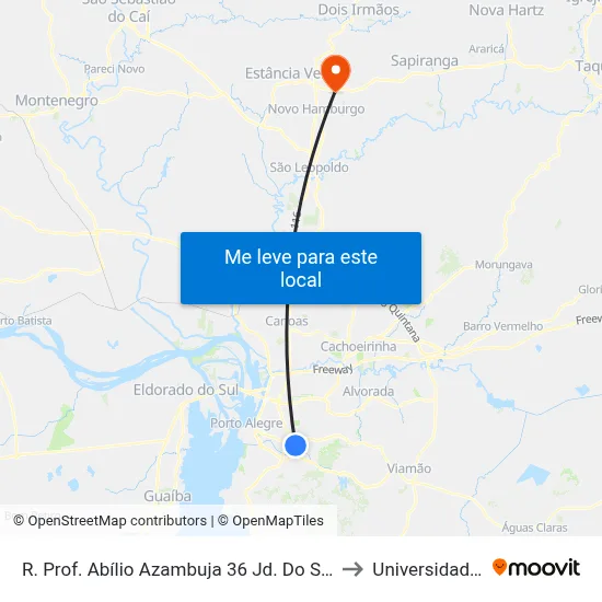 R. Prof. Abílio Azambuja 36 Jd. Do Salso Porto Alegre - Rio Grande Do Sul 9141-130 Brasil to Universidade Feevale Campus II map