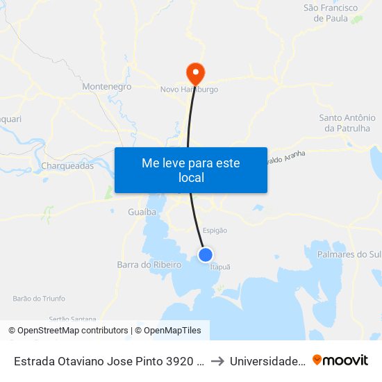 Estrada Otaviano Jose Pinto 3920 Lami Porto Alegre - Rio Grande Do Sul Brasil to Universidade Feevale Campus II map