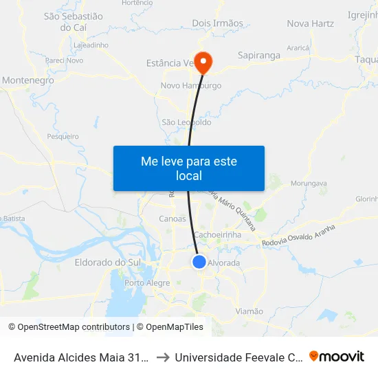 Avenida Alcides Maia 313 Sarandi to Universidade Feevale Campus II map