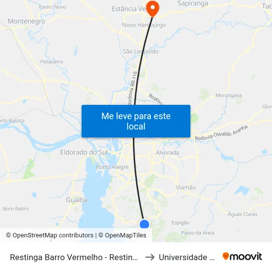 Restinga Barro Vermelho - Restinga Porto Alegre - Rs 91790-885 Brasil to Universidade Feevale Campus II map