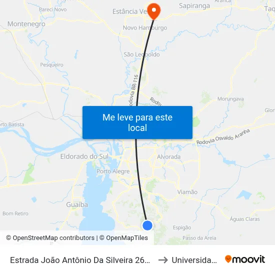 Estrada João Antônio Da Silveira 2600 Restinga Porto Alegre - Rio Grande Do Sul 91790 Brasil to Universidade Feevale Campus II map