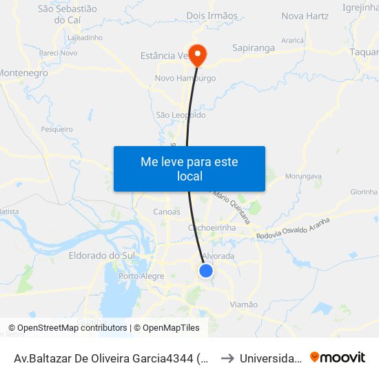 Av.Baltazar De Oliveira Garcia4344 (Corredor Bc) - Rubem Berta Porto Alegre - Rs 91160-000 Brasil to Universidade Feevale Campus II map