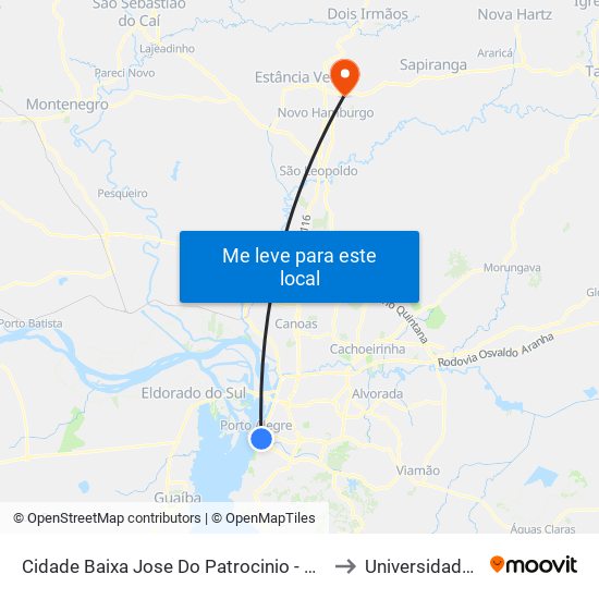 Cidade Baixa Jose Do Patrocinio - Cidade Baixa Porto Alegre - Rs 90050-002 Brasil to Universidade Feevale Campus II map