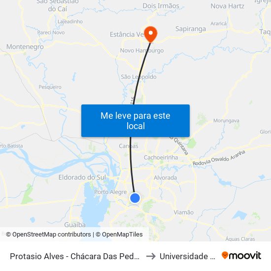 Protasio Alves - Chácara Das Pedras Porto Alegre - Rs 91330-291 Brasil to Universidade Feevale Campus II map