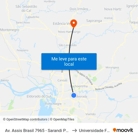 Av. Assis Brasil 7965 - Sarandi Porto Alegre - Rs 91140-001 Brasil to Universidade Feevale Campus II map