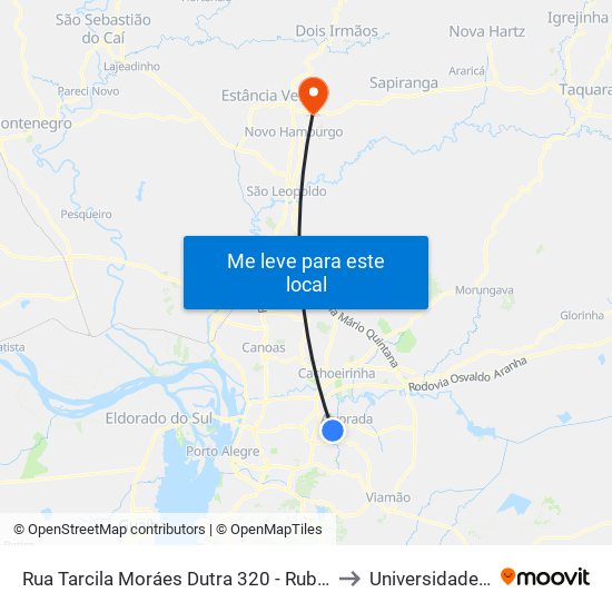 Rua Tarcila Moráes Dutra 320 - Rubem Berta Porto Alegre - Rs 91170-170 Brasil to Universidade Feevale Campus II map