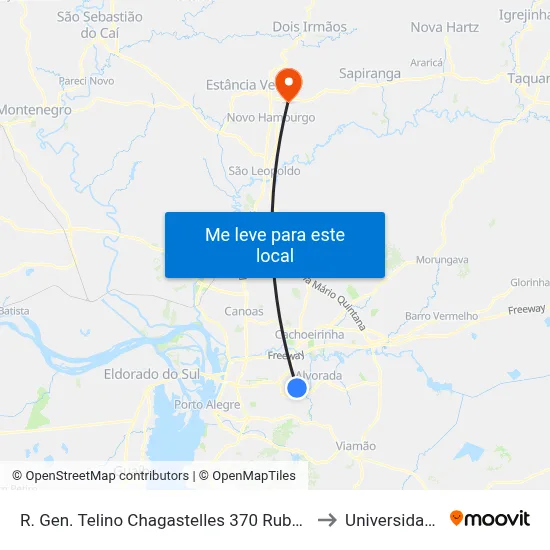 R. Gen. Telino Chagastelles 370 Rubem Berta Porto Alegre - Rio Grande Do Sul 91180-590 Brasil to Universidade Feevale Campus II map