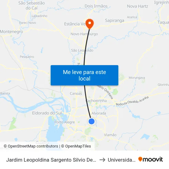 Jardim Leopoldina Sargento Silvio Delmar Hollenbach - Rubem Berta Porto Alegre - Rs 91240-120 Brasil to Universidade Feevale Campus II map