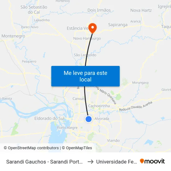 Sarandi Gauchos - Sarandi Porto Alegre - Rs 91110-090 Brasil to Universidade Feevale Campus II map