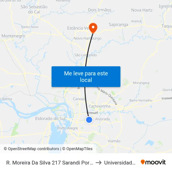 R. Moreira Da Silva 217 Sarandi Porto Alegre - Rio Grande Do Sul 91110-360 Brasil to Universidade Feevale Campus II map