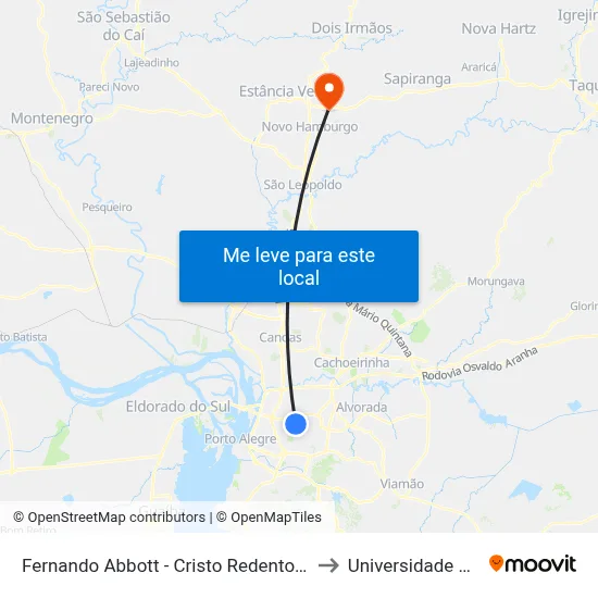 Fernando Abbott - Cristo Redentor Porto Alegre - Rs 91010-004 Brasil to Universidade Feevale Campus II map