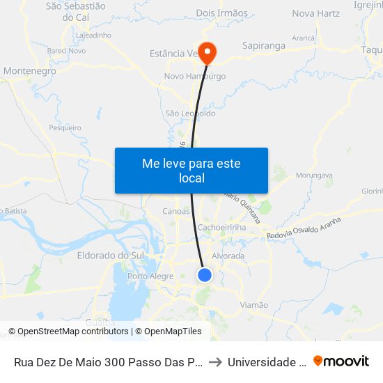 Rua Dez De Maio 300 Passo Das Pedras Porto Alegre - Rs 91230-580 Brasil to Universidade Feevale Campus II map
