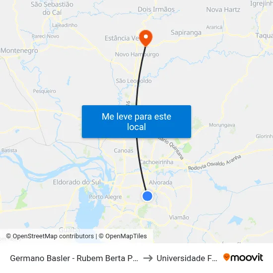 Germano Basler - Rubem Berta Porto Alegre - Rs 91240-320 Brasil to Universidade Feevale Campus II map