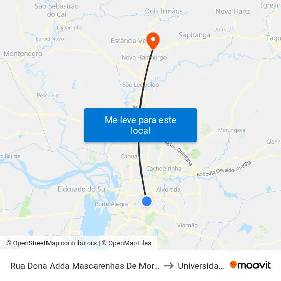 Rua Dona Adda Mascarenhas De Moraes 811 - Jardim Itu-Sabará Porto Alegre - Rs 91220-140 Brasil to Universidade Feevale Campus II map